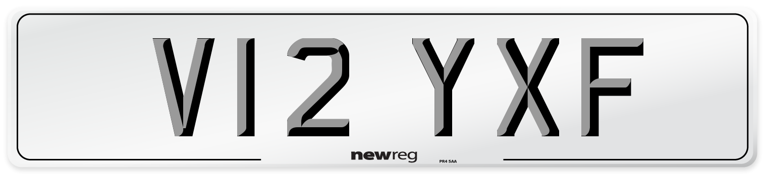 V12 YXF Number Plate from New Reg